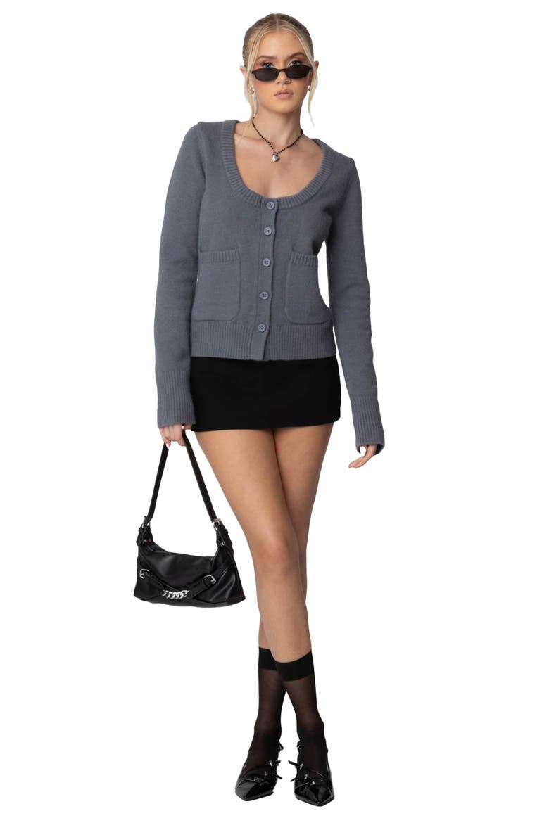 Daphnee Patch Pocket Cardigan, Alternate, color, GRAY