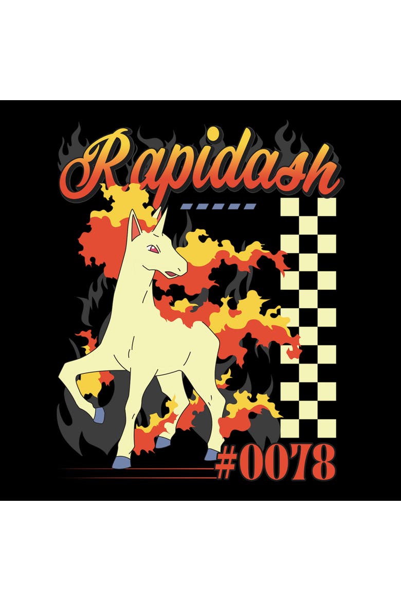 Boy's Pokemon Rapidash 0078 Retro Check  Graphic T-Shirt, Alternate, color, Black
