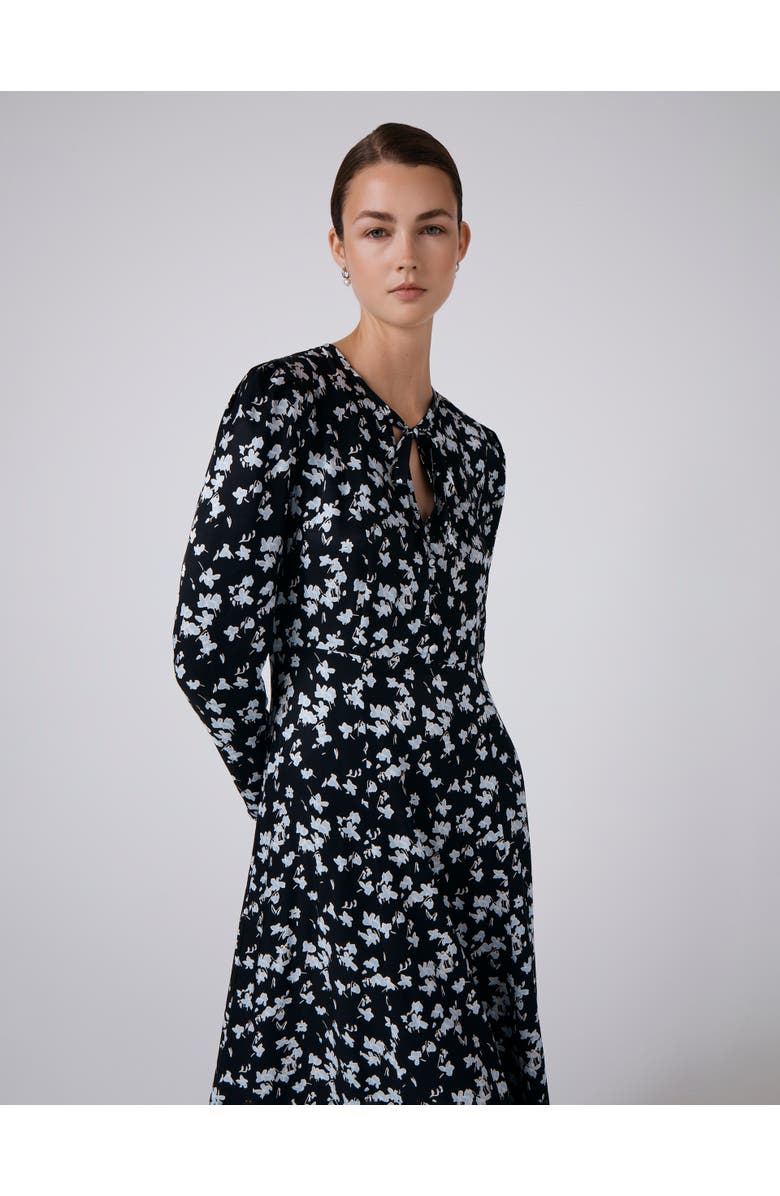 Ghost London Ana Floral Satin Midi Dress, Alternate, color, Black Floral