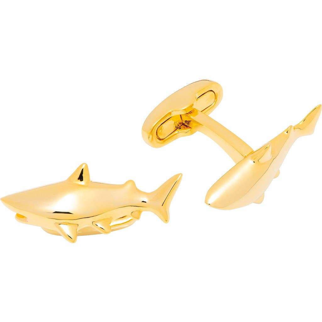 Link Up Gold Shark Cufflinks In Gold