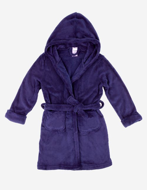 Leveret Kids Fleece Hooded Robe, Solid Colors In Purple