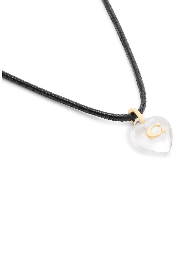 Logo Heart Pendant Short Cord Necklace, Alternate, color, CLEAR/ GOLD