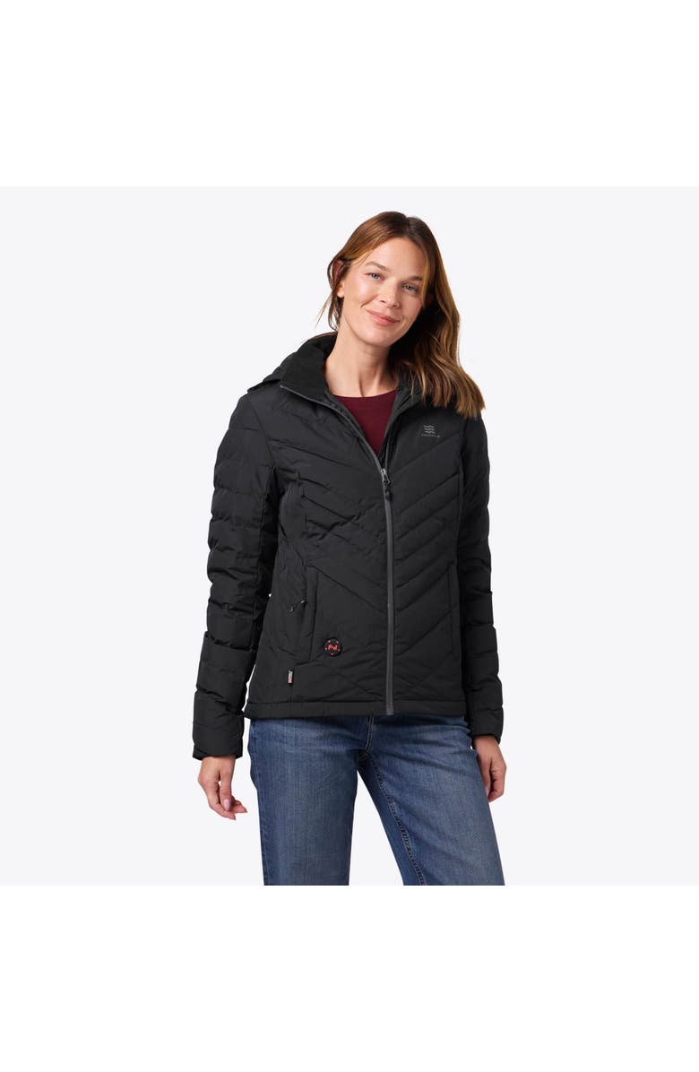 Mobile Warming Crest Natural Down Heated Jacket, Main, color, Black