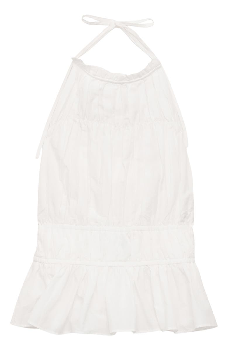 MANGO Peplum Cotton Halter Top, Alternate, color, White