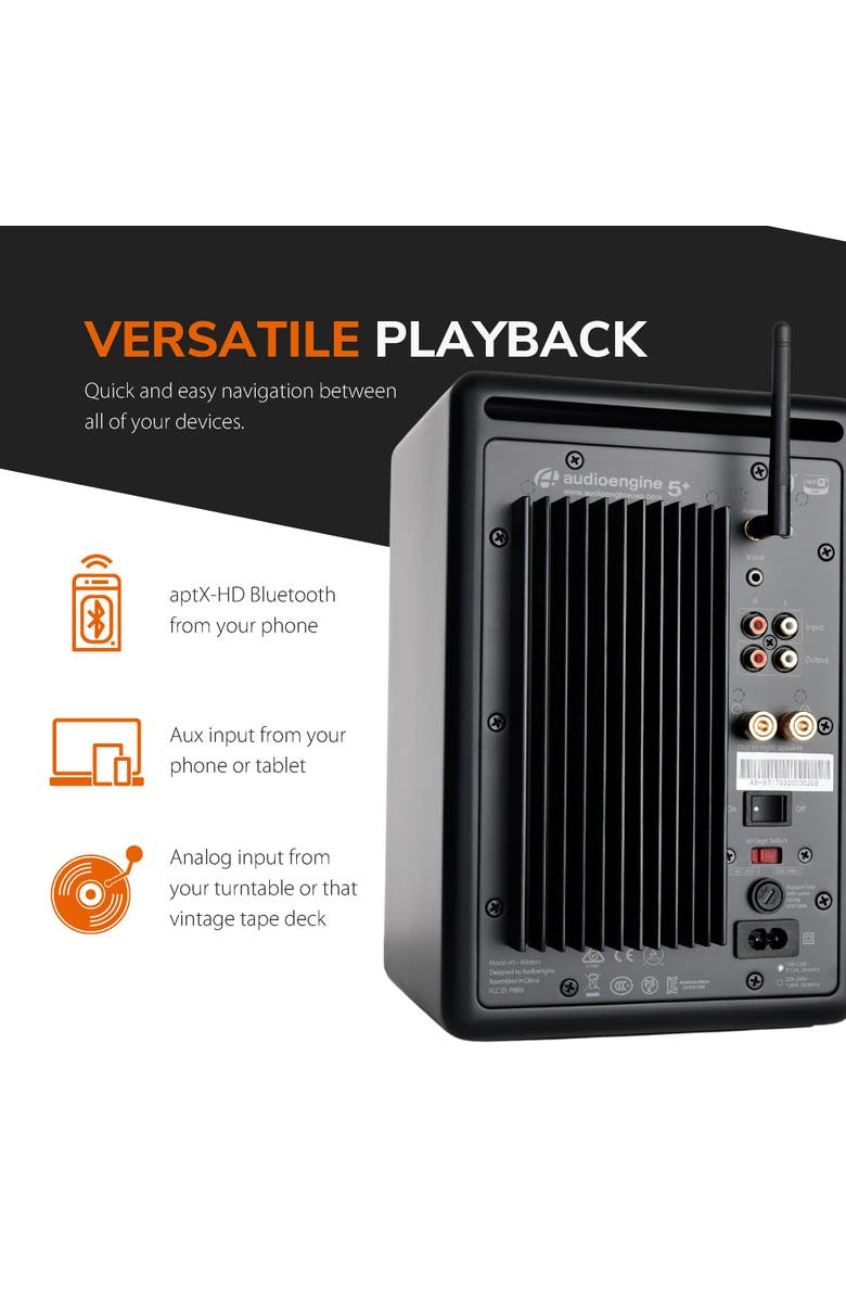 Audioengine A5+ Home Music System w/ Bluetooth aptX-HD, Alternate, color, Black