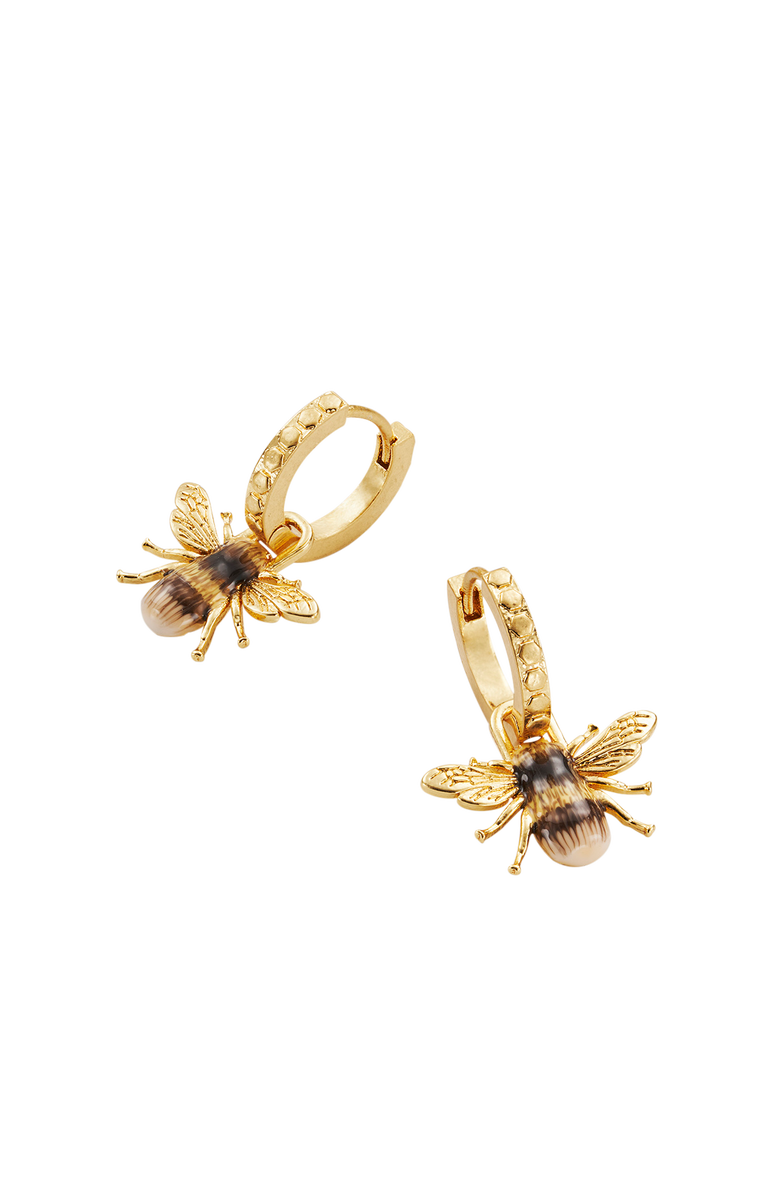 Fable England Honey Bee Hoop Earrings, Alternate, color, Gold