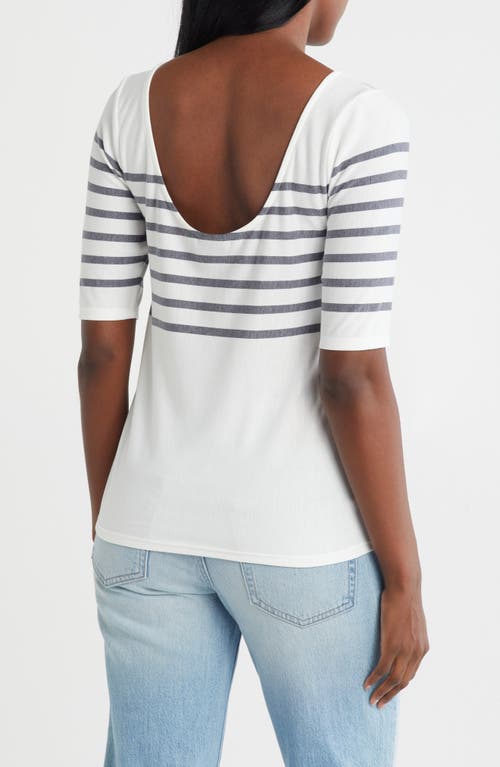 Bobeau Elbow Sleeve Top In White