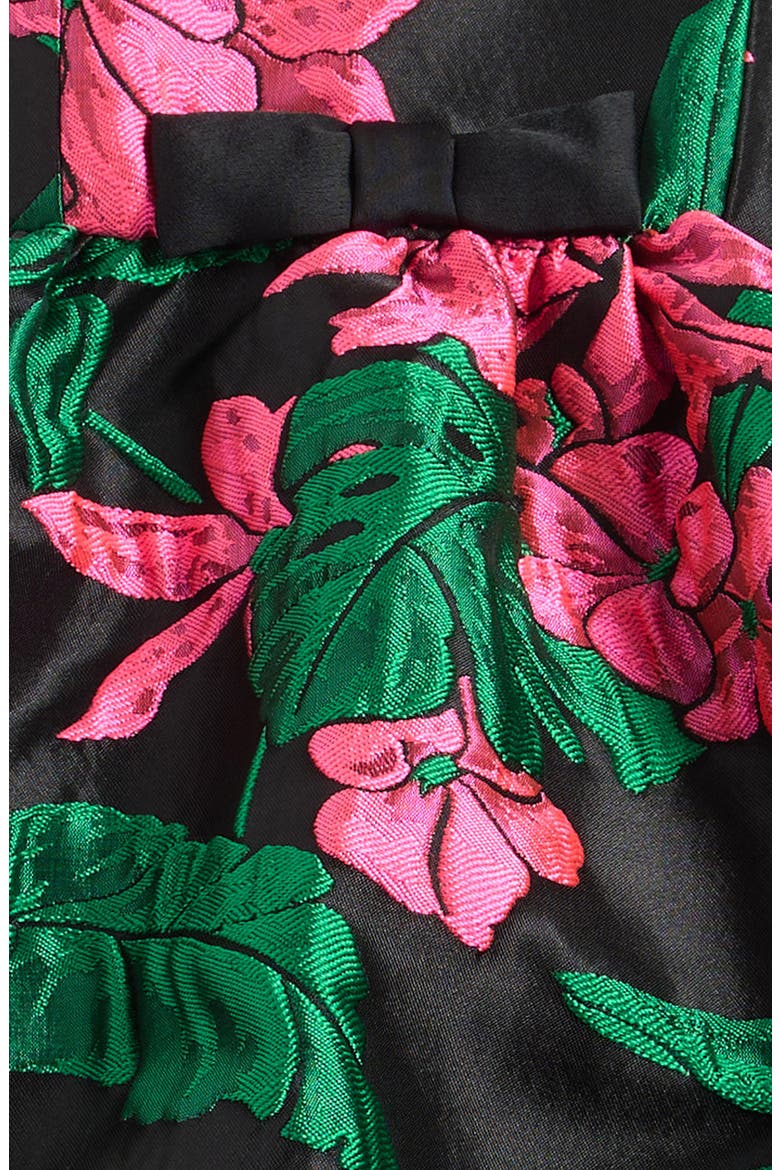 Kids' Mini Bowman Jacquard Bubble Hem Dress, Alternate, color, NOIR JUNGLE BOUQUET JACQUARD