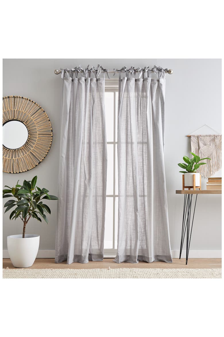 Set of 2 Sheer Cotton Window Panels, Alternate, color, SILVER