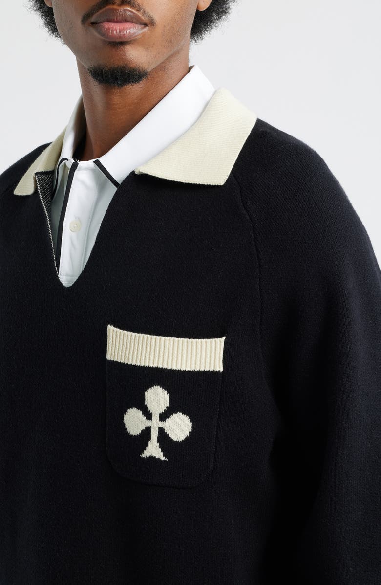 Malbon Golf King of Clubs Polo Sweater, Alternate, color, Black