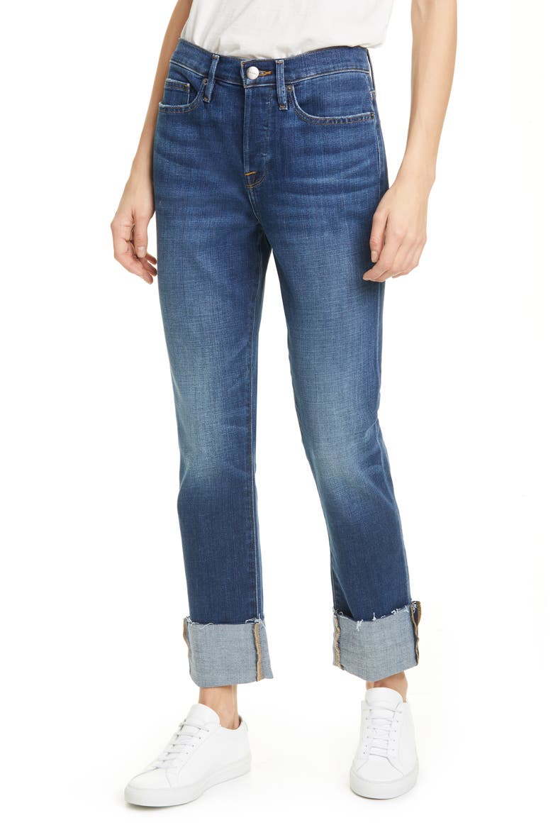 Le Beau Ankle Straight Leg Boyfriend Jeans, Main, color, BURNSIDE