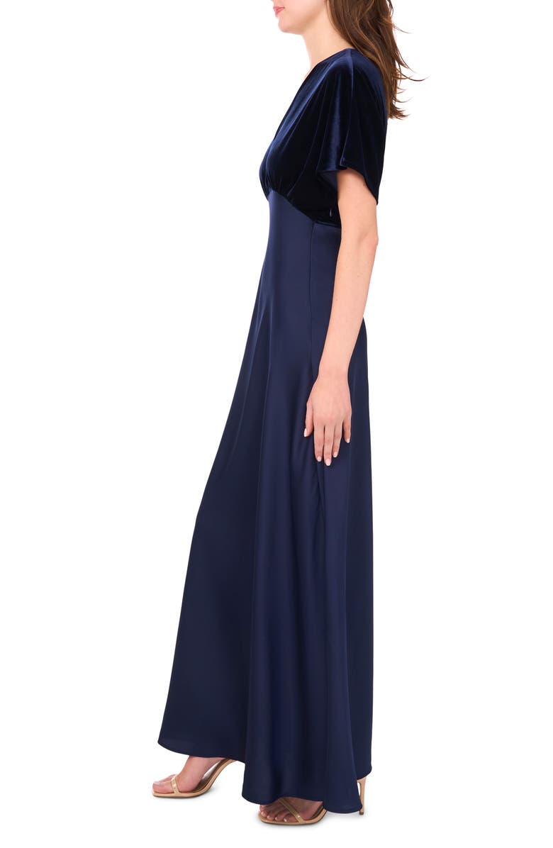 CeCe Dolman Sleeve Velvet & Satin Dress, Alternate, color, Classic Navy 407