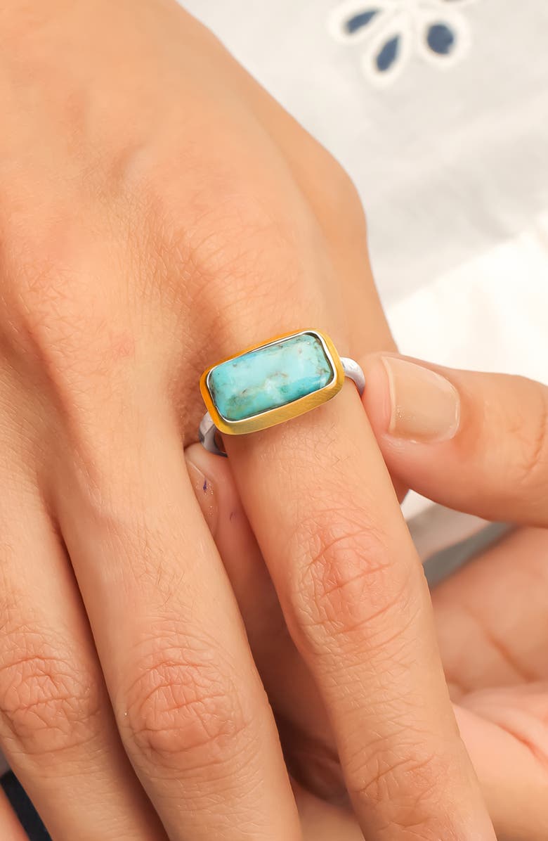 YS GEMS Two-Tone Semiprecious Stone Ring, Alternate, color, Turquoise Blue