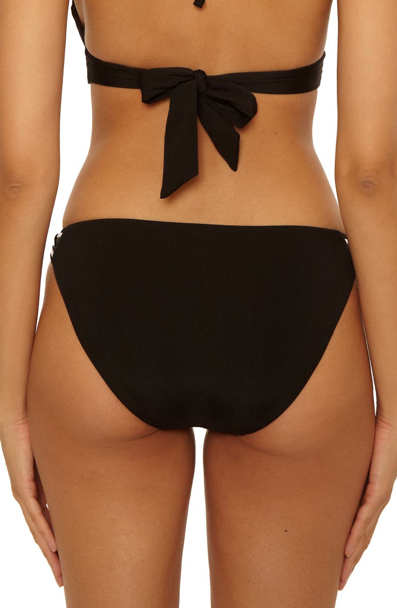 Trina Turk Triumph Braided Side Ribbed Hipster Bikini Bottoms, Alternate, color, Black