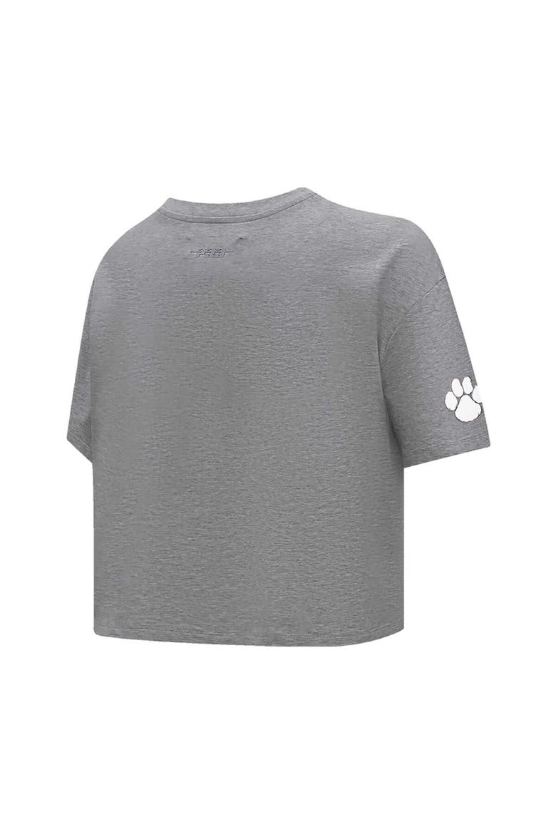 Women's Pro Standard Heather Charcoal Clemson Tigers Tonal Neutral Boxy Cropped T-Shirt, Alternate, color, Heather Charcoal