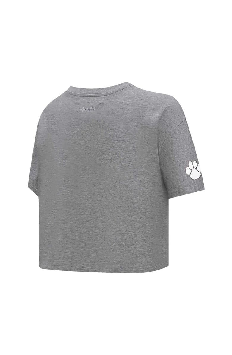PRO STANDARD Women's Pro Standard Heather Charcoal Clemson Tigers Tonal Neutral Boxy Cropped T-Shirt, Alternate, color, Heather Charcoal