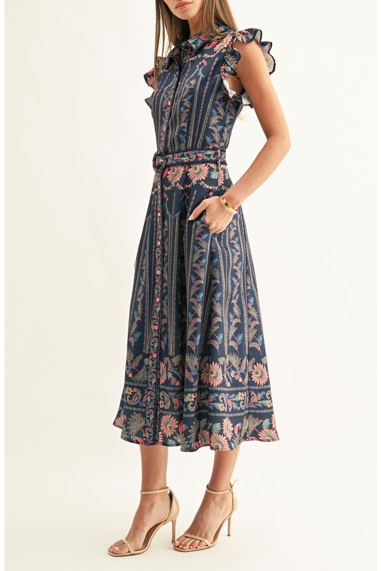 Karly Mixed Print Shirtdress, Alternate, color, NAVY MULTI