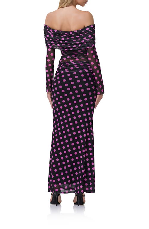 AFRM AFRM POLLY OFF THE SHOULDER LONG SLEEVE MESH MAXI DRESS 