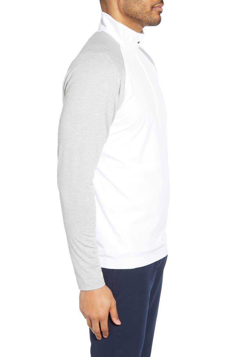 Response Hybrid Overknit Quarter Zip Pullover, Alternate, color, WHITE