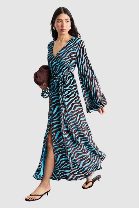 Burnout Velvet Plunge Maxi Dress