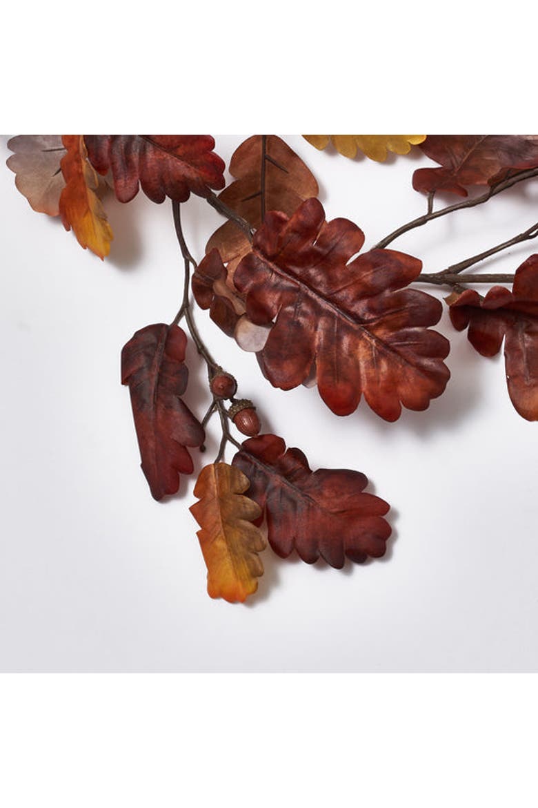 Rustic Brown Oak Leaf & Autumn Acorn Fall Table Runner Mantle Garland, Alternate, color, Brown