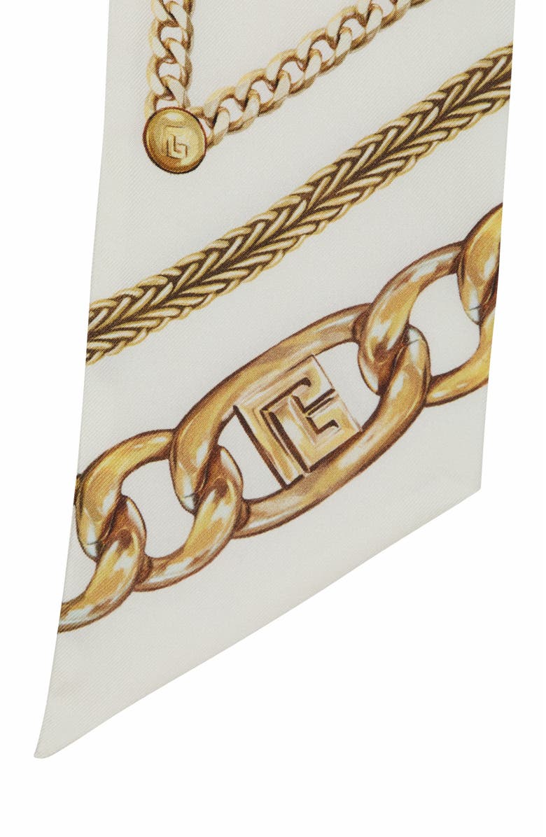 Balmain Printed Silk Bandana With Balmain Chains Pattern, Alternate, color, 