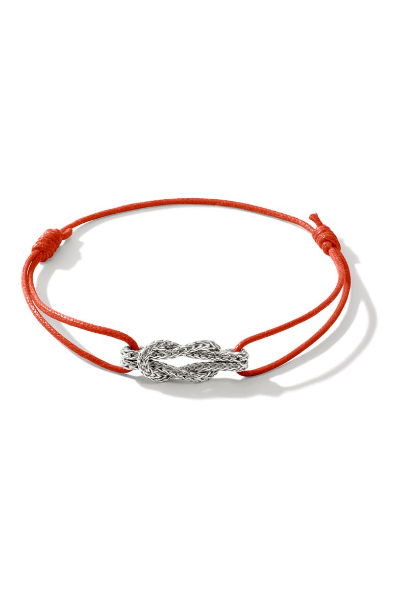 Love Knot Sterling Silver Cord Bracelet, Main, color, SILVER