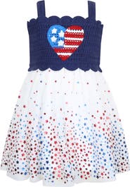 Zunie Heart Flag Knit Bodice Mesh Skirt Dress
