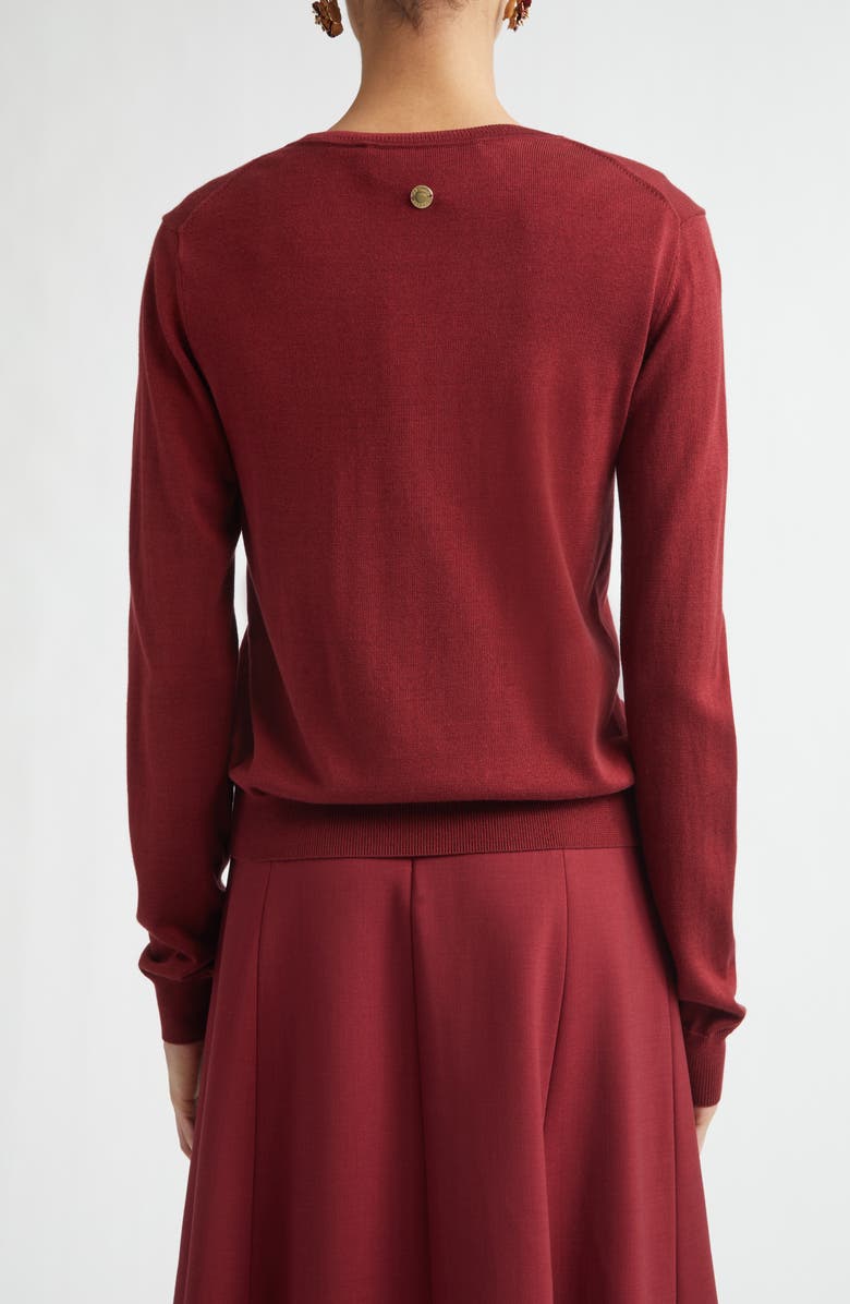 Carolina Herrera Crystal Embroidered Silk Cardigan, Alternate, color, Rioja Multi