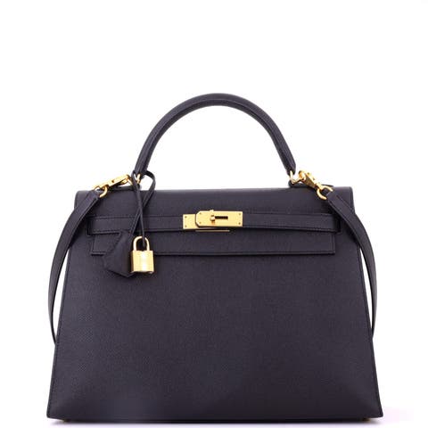 Kelly Handbag Black Epsom with Gold Hardware 32