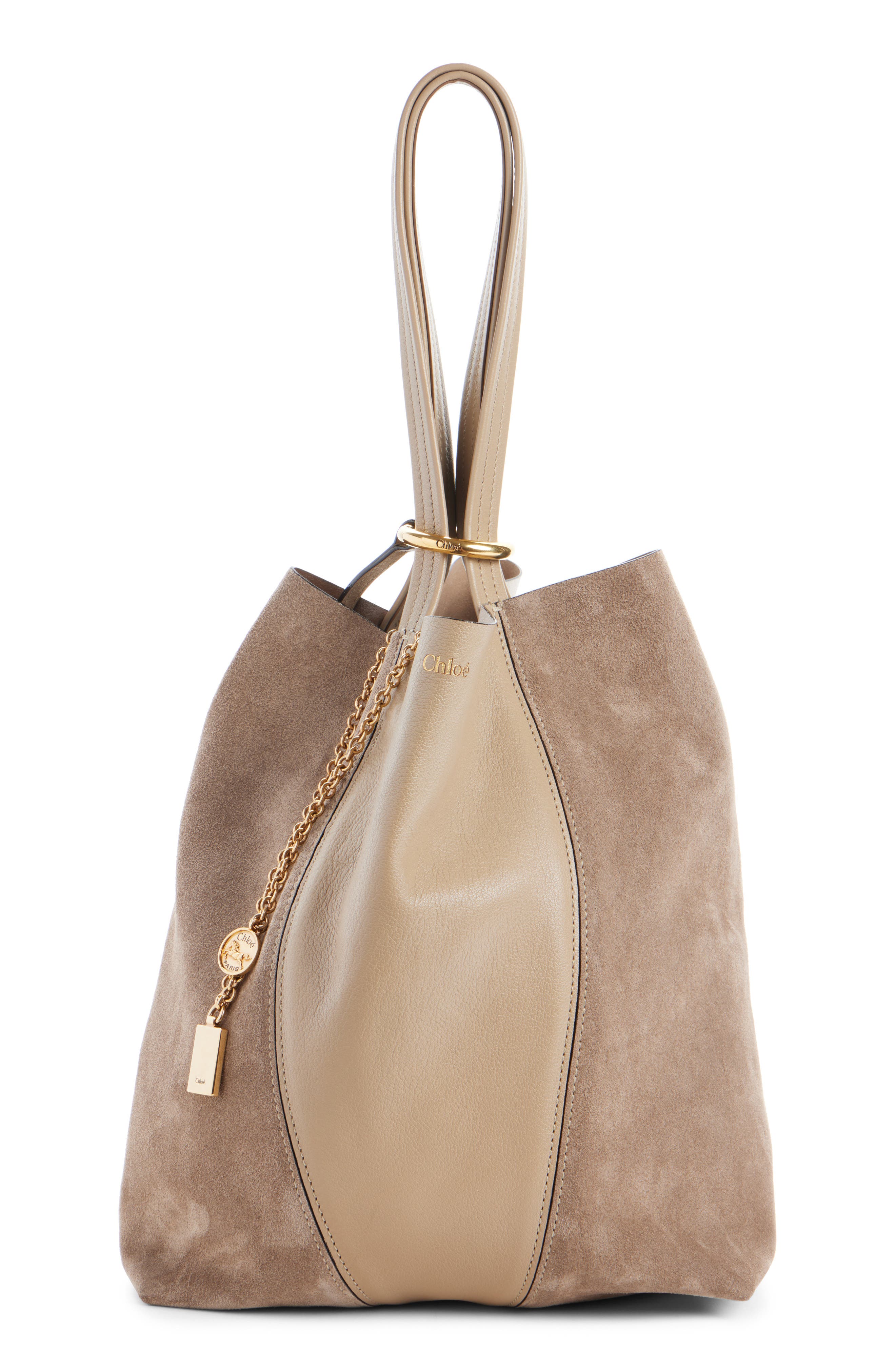 Large Spin Leather Tote, Alternate, color, BOYISH BROWN