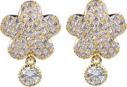 CZ by Kenneth Jay Lane Round-Cut CZ Floral Shape Drop Earrings