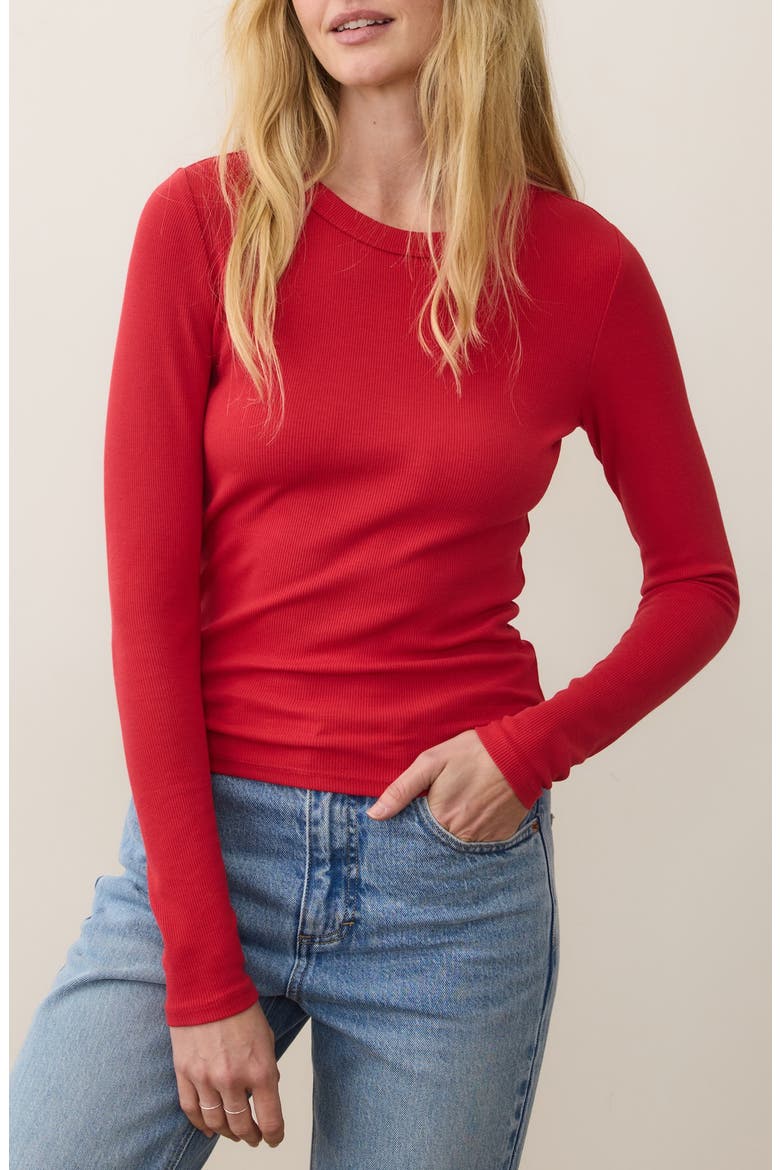 Lexi Sun-In Rib Long Sleeve T-Shirt, Main, color, CHERRY RED