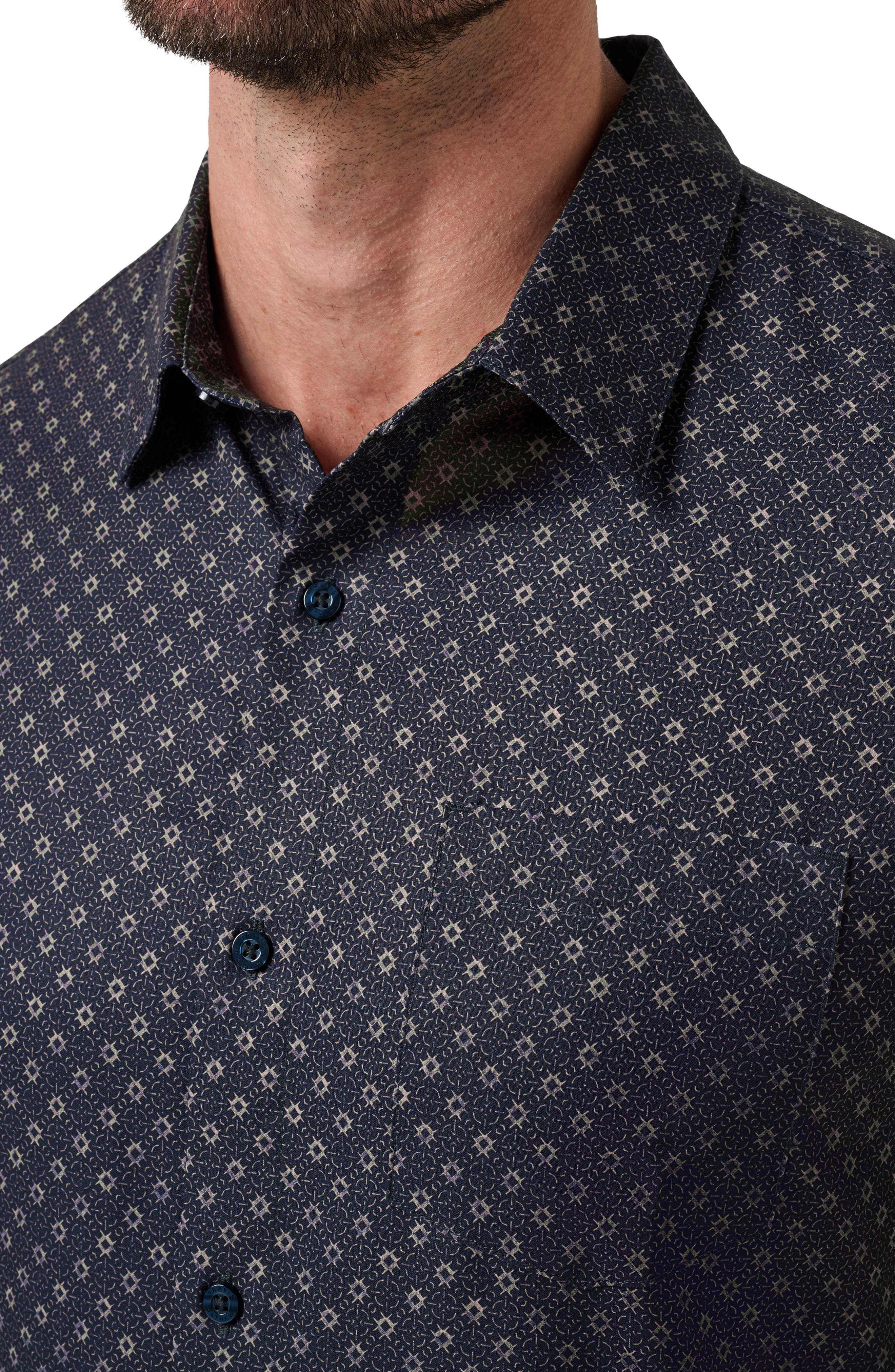 Мужские рубашки TravisMathew Techwoven Beach Hut Short Sleeve Performance Button-Up Shirt — фото 2
