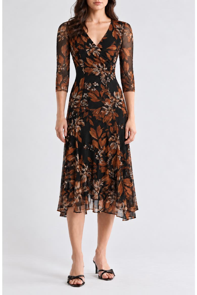 Mesh Wrap Style Dress, Alternate, color, SPICE