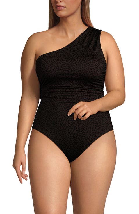 Ruched One Shoulder Midkini Swimsuit Top