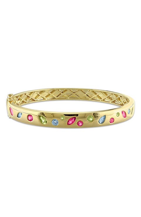 Multicolor Gemstone Bangle Bracelet
