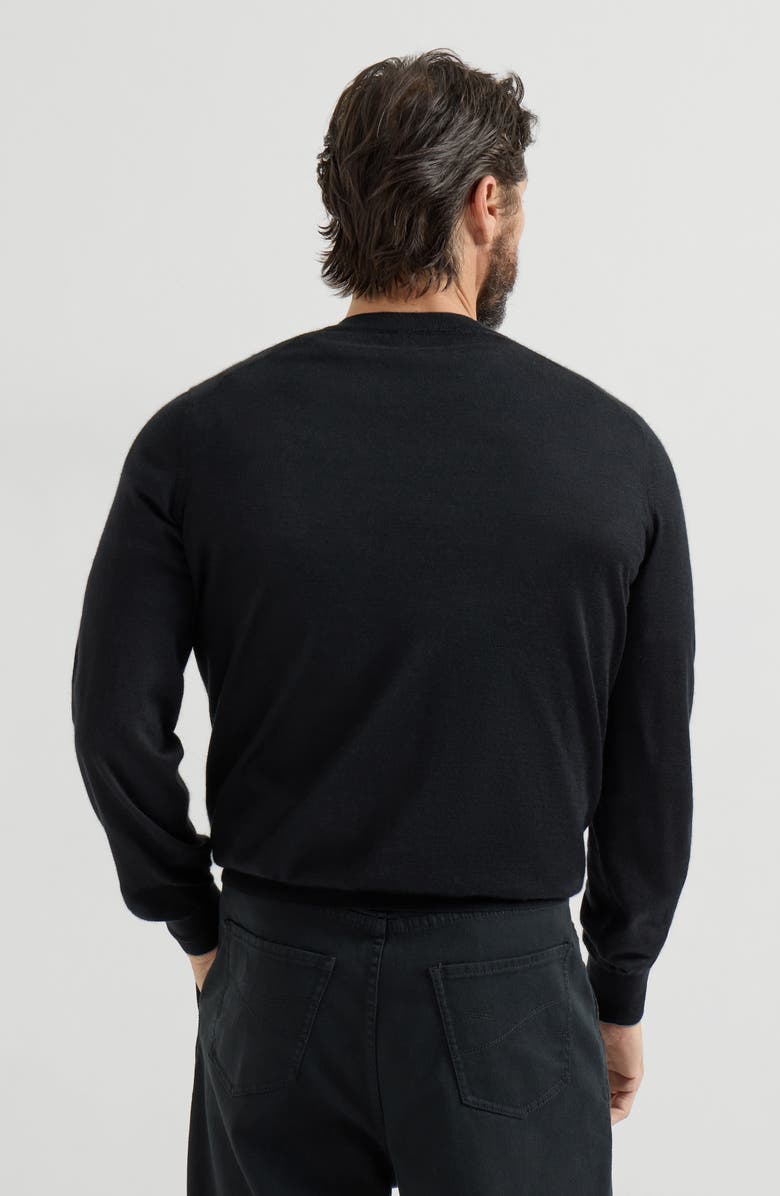 Brunello Cucinelli Cashmere and silk lightweight sweater, Alternate, color, Black