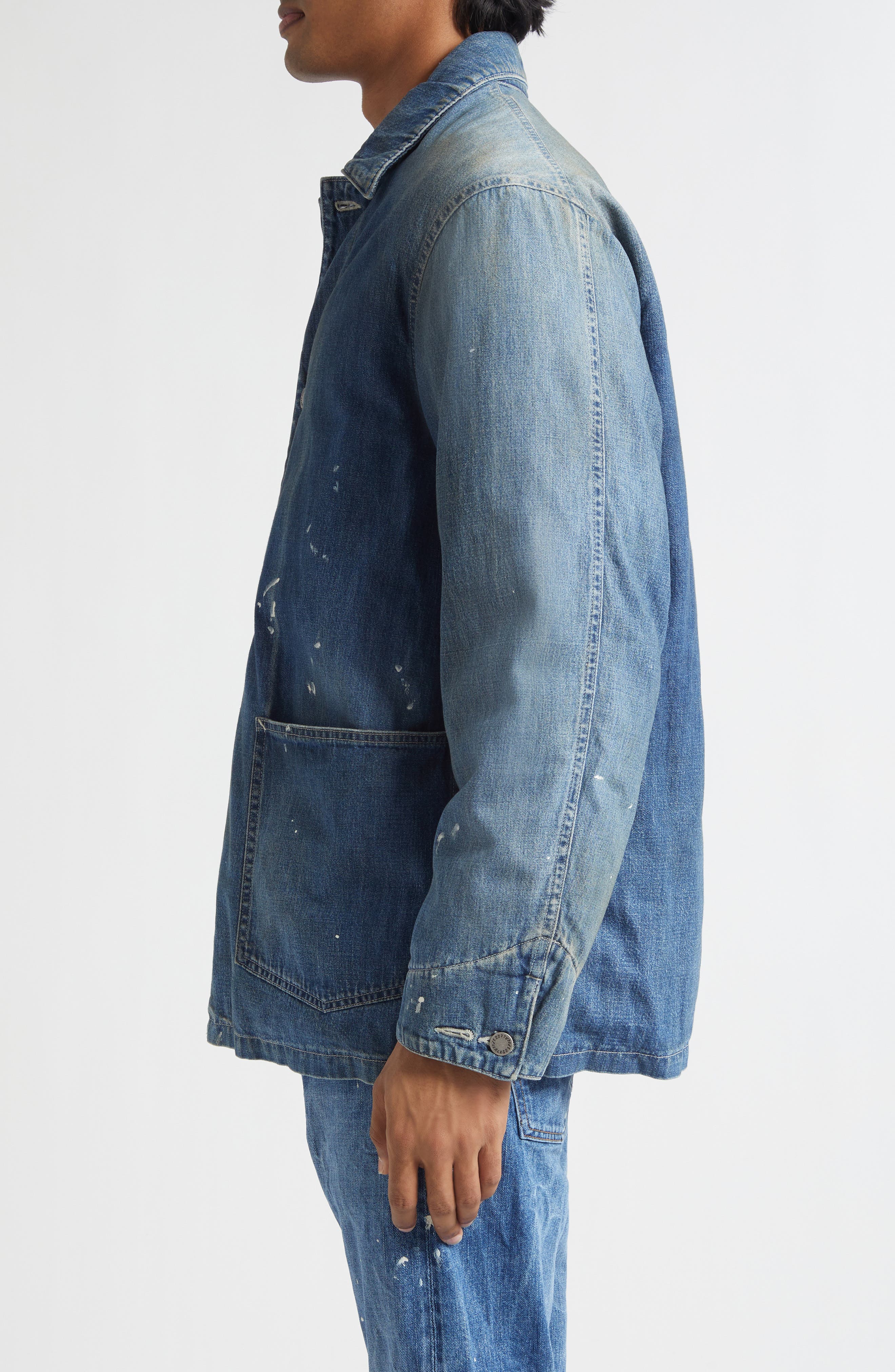 Distressed Denim Down Chore Jacket (Men) | Nordstrom