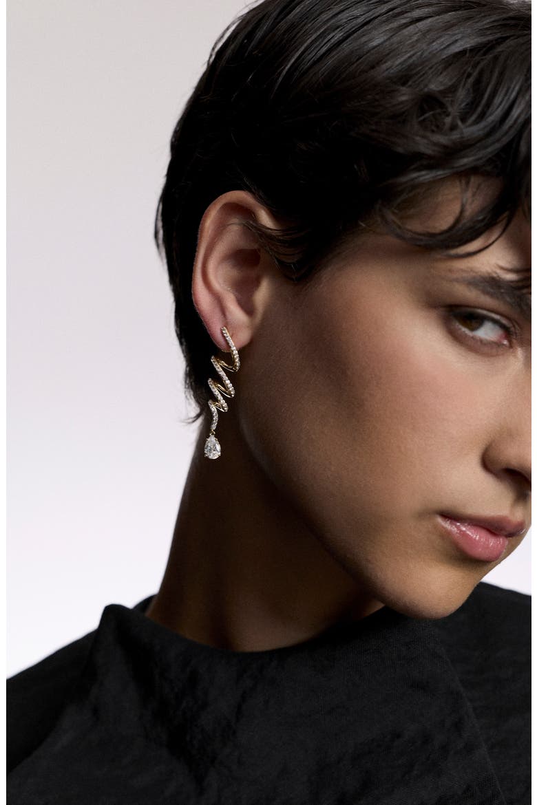 Muse Twirl Cubic Zirconia Linear Drop Earrings, Alternate, color, GOLD