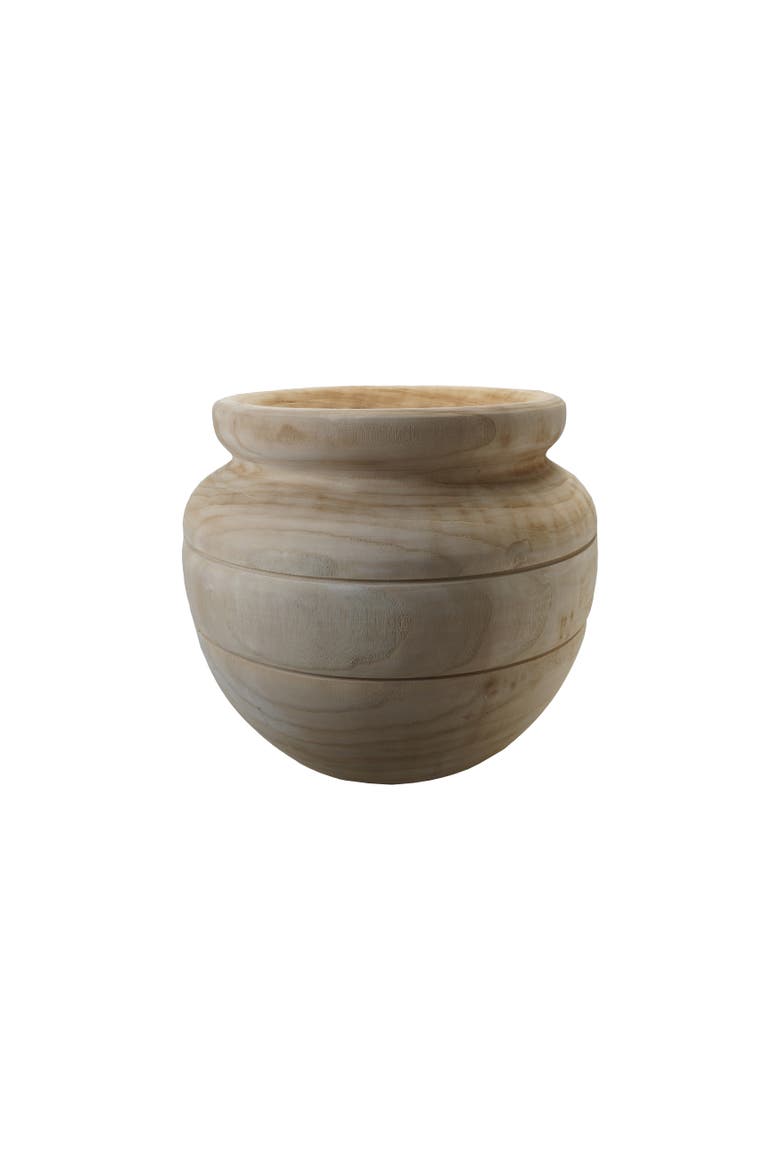 Round Paulownia Wood Planter, Natural, Main, color, Natural
