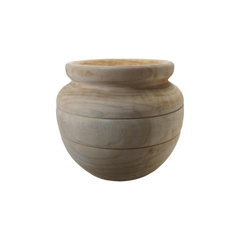 Round Paulownia Wood Planter, Natural