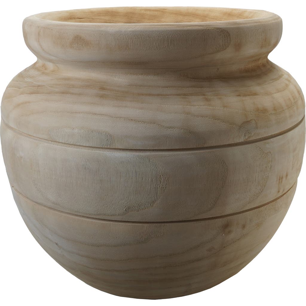 Storied Home Round Paulownia Wood Planter, Natural In Neutral