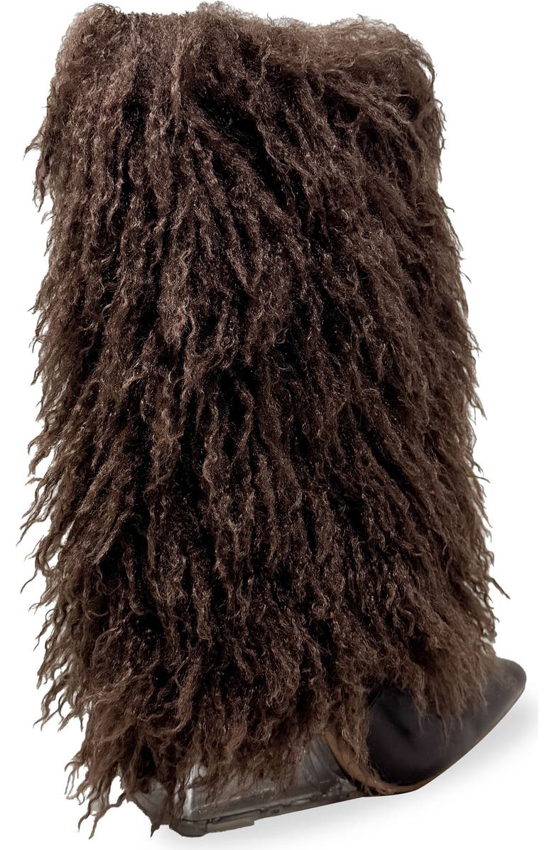 CHASE AND CHLOE Megham Faux Fur Wedge Heel Bootie, Alternate, color, Brown