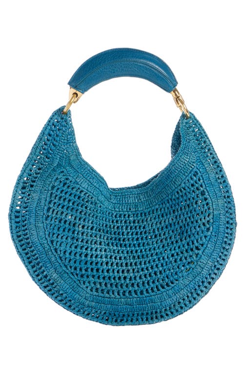 Chloé Summer Banana Woven-raffia Hobo Bag In Stormy Sea