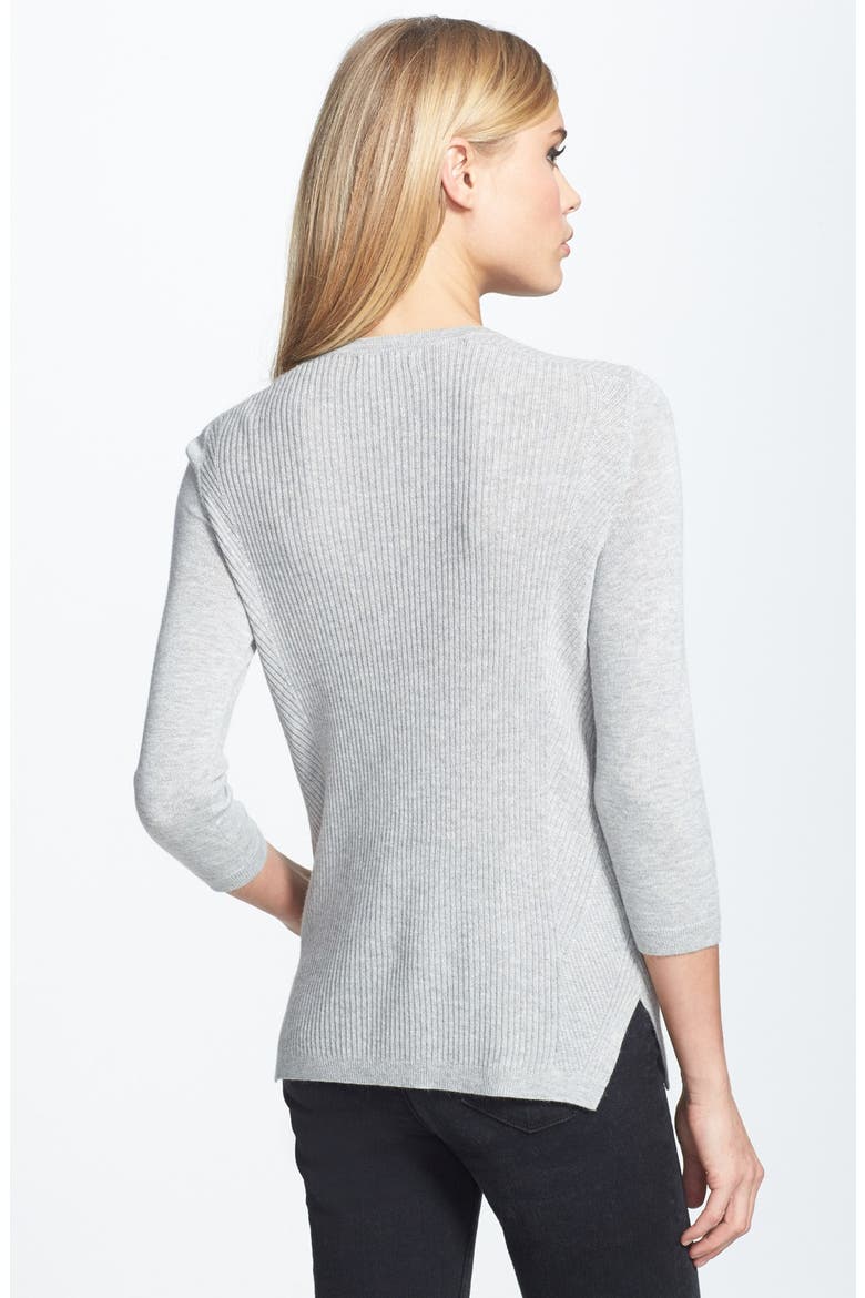 Zip Detail Ribbed Sweater, Alternate, color, HEATHER GREY