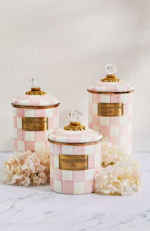 Mackenzie-childs Mackenzie Childs Rosy Check Enameled Steel Small Canister