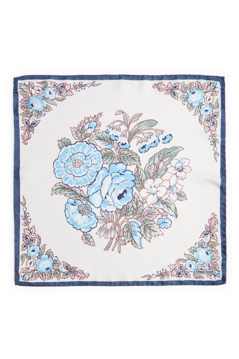 Floral Silk Pocket Square, Alternate, color, CREAM