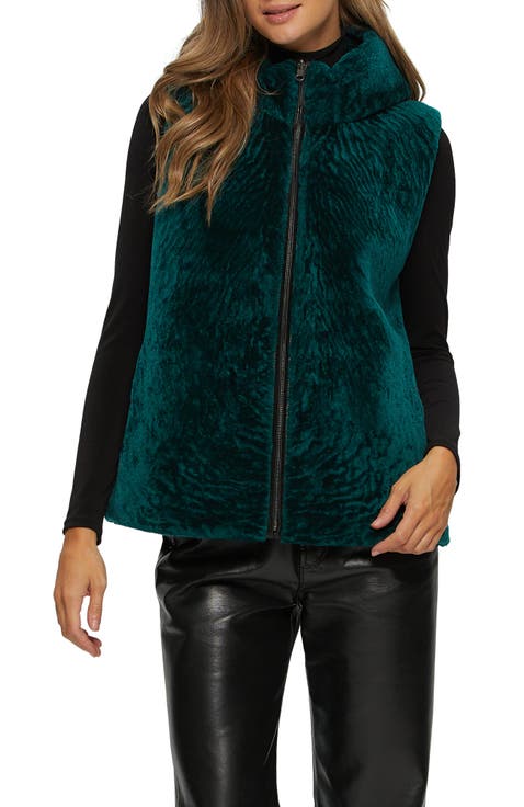 Reversible Genuine Shearling Hooded Vest