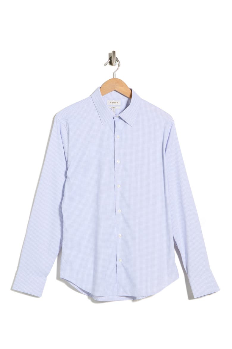 Tech Button Up Shirt, Alternate, color, BLUE PURPLE CHECK